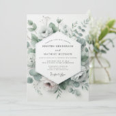 Sage Ethereal Bloom Hochzeit Einladung (Stehend Vorderseite)