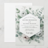 Sage Ethereal Bloom Hochzeit Einladung (Vorne/Hinten)