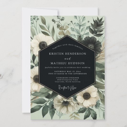 Sage Ethereal Botanical Wedding Einladung (Vorderseite)