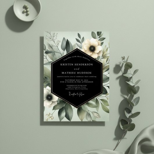 Sage Ethereal Flora Hochzeit Einladung