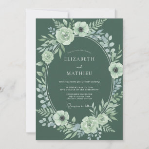 Sage Ethereal Floral Flourish Hochzeit Einladung