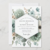 Sage Ethereal Floral Wedding Einladung (Vorderseite)