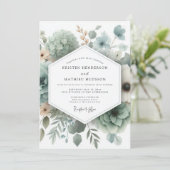 Sage Ethereal Floral Wedding Einladung (Stehend Vorderseite)