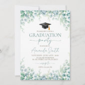 Sage Eucalyptus Border Graduation Invite Einladung (Vorderseite)