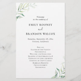 Sage Eucalyptus Elegant Wedding Program