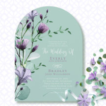 Sage Eucalyptus Purple Watercolor Floral Wedding