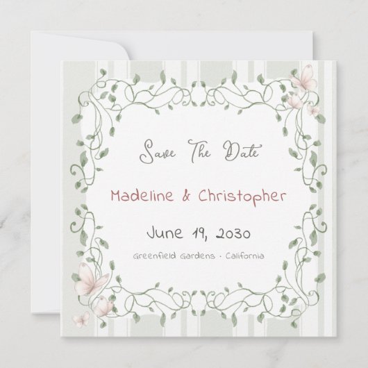 Sage Eucalyptus Wedding Save the Date (Vorderseite)