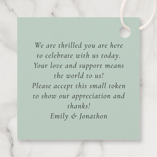 Sage Eukalyptus-Liebe dank Skriptnamen Hochzeit Geschenkanhänger (Rückseite)