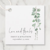 Sage Eukalyptus-Liebe dank Skriptnamen Hochzeit Geschenkanhänger (Vorderseite)