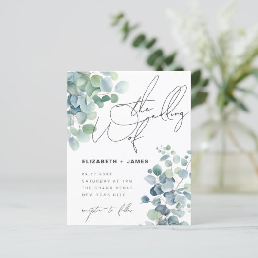 Sage Eukalyptus Minimalistisch Low Cost Wedite Ein (Stehend Vorderseite)