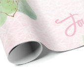 Sage Eukalyptus pink Hintergrund Join Script Geschenkpapier (Rolleneckpunkt)