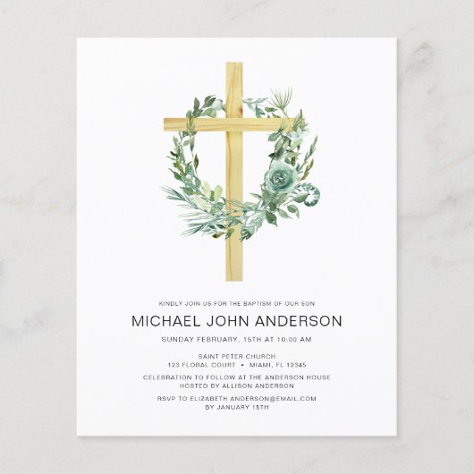 Sage Eukalyptus Taufen Grüne Einladung (Vorderseite)