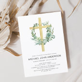 Sage Eukalyptus Taufen Grüne Goldene Kreuz Einladung