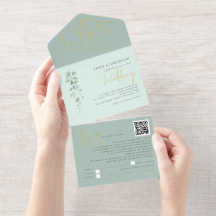 Sage Eukalyptus We Do Wedding Foil All-in-One-Einladung