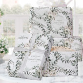 Sage Eukalyptus Wedding Add Names & Congratulation Geschenkpapier