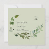 Sage Eukalyptus Wedding Save the Date (Vorderseite)