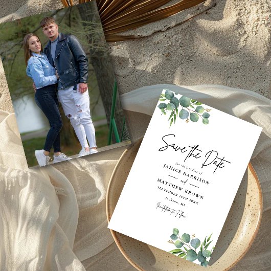 Sage Eukalyptus Woodland Foto Wedding Save The Date