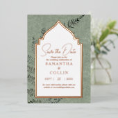 Sage Evergreen Fern Botanisch Save the Date Folieneinladung (Stehend vorne)