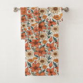 Sage Fall Florals Olive Terracotta Custom Towels  Badhandtuch Set (Insitu)