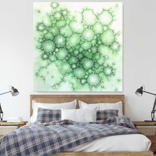 Sage Fenestrated Lichen Abstrakt - Bio modern Leinwanddruck (Insitu (Schlafzimmer))