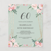 Sage Floral 60. Budget Geburtstagseinladung (Vorderseite)
