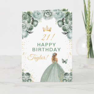 Sage Floral Blondes Haar Mädchen Alles Gute zum Ge Karte