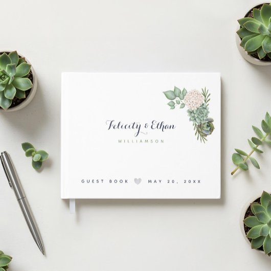 Sage Floral Blume White Wood Wedding Gästebuch