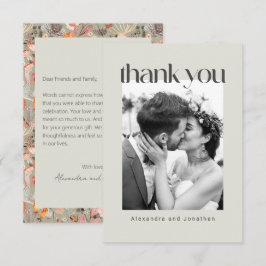 Sage Floral Boho Custom Message Foto Wedding Dankeskarte