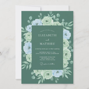Sage Floral Kranz Hochzeit Einladung