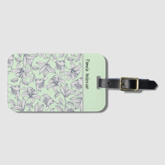 Sage Floral Monogram iPhone / iPad Gehäuse Gepäckanhänger (Vorderseite (Horizontal))