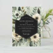 Sage Floral Opulent Wedding Einladung (Stehend Vorderseite)