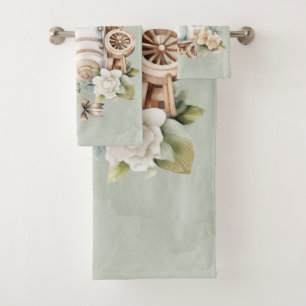 Sage Floral Train Boy Baby Dusche Custom Geschenk Badhandtuch Set