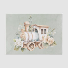 Sage Floral Train Boy Baby Duschgeschenk Seidenpapier