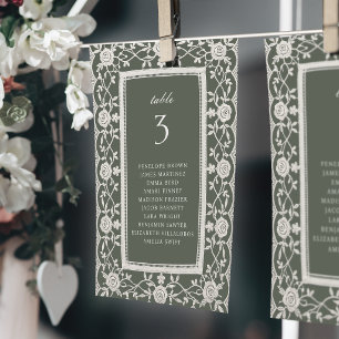 Sage Floral Vintage-Spitzen-Hochzeits-Sitzordnung