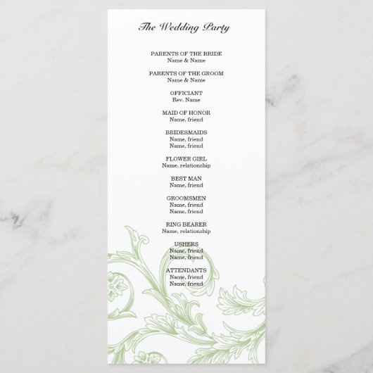 Sage Floral Wedding Program Programm (Rückseite)