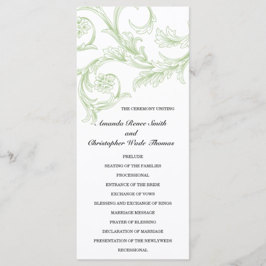 Sage Floral Wedding Program Programm (Vorderseite)