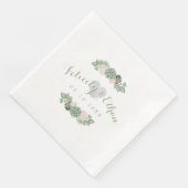 Sage Floral & White Rustic Wood Wedkin Napkin Serviette (Ecke)