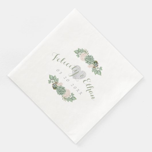 Sage Floral & White Rustic Wood Wedkin Napkin Serviette (Ecke)
