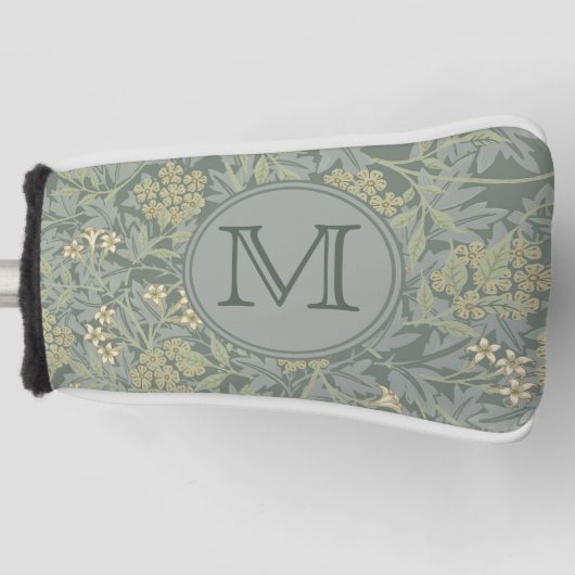 Sage Floral William Morris Custom Initial Ladys Golf Headcover (Vorderseite)