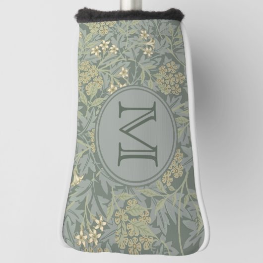 Sage Floral William Morris Custom Initial Ladys Golf Headcover (Rotieren 90)