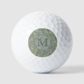 Sage Floral William Morris Custom Initial Ladys Golfball (Vorderseite)
