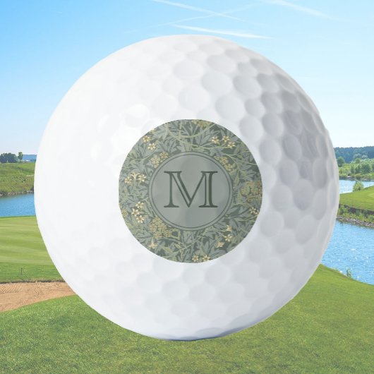 Sage Floral William Morris Custom Initial Ladys Golfball
