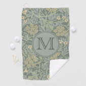 Sage Floral William Morris Custom Initial Ladys Golfhandtuch (Insitu)