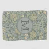 Sage Floral William Morris Custom Initial Ladys Golfhandtuch (Horizontal)