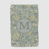 Sage Floral William Morris Custom Initial Ladys Golfhandtuch (Vorderseite)