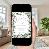 Sage Florals Border We Do Script Foto Wedding Einladung