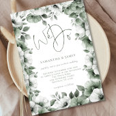 Sage Florals Border We Do Script Foto Wedding Einladung
