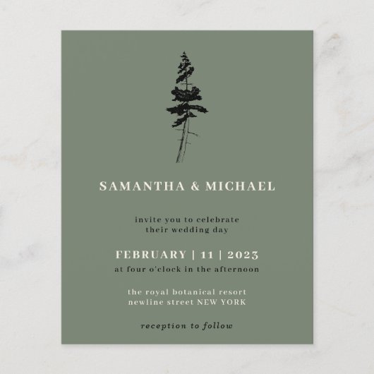 Sage Forest Pine Tree Indie Rustic budget Flyer (Vorne)