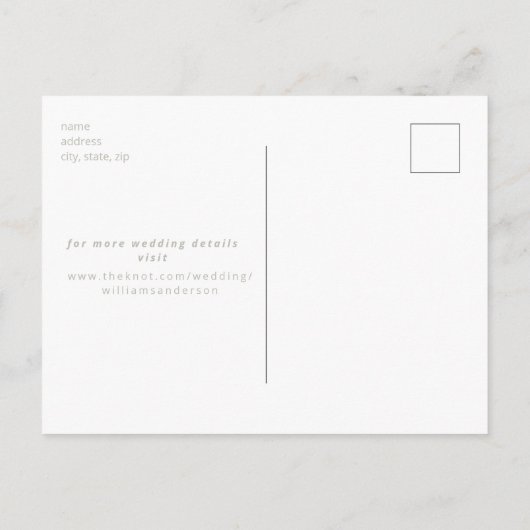 Sage Foto Moderne Arch Wedding Save the Date Postkarte (Rückseite)