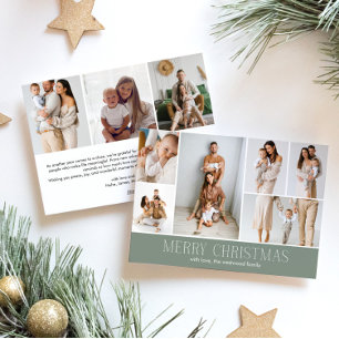 SAGE Frohe Weihnachtsschick 9 Collage Multi-Foto Feiertagskarte